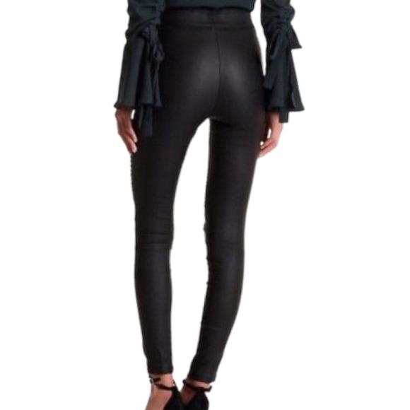 Oober Swank Coated High Waisted Moto Leggings Black Size XS NWOT - Picture 2 of 7